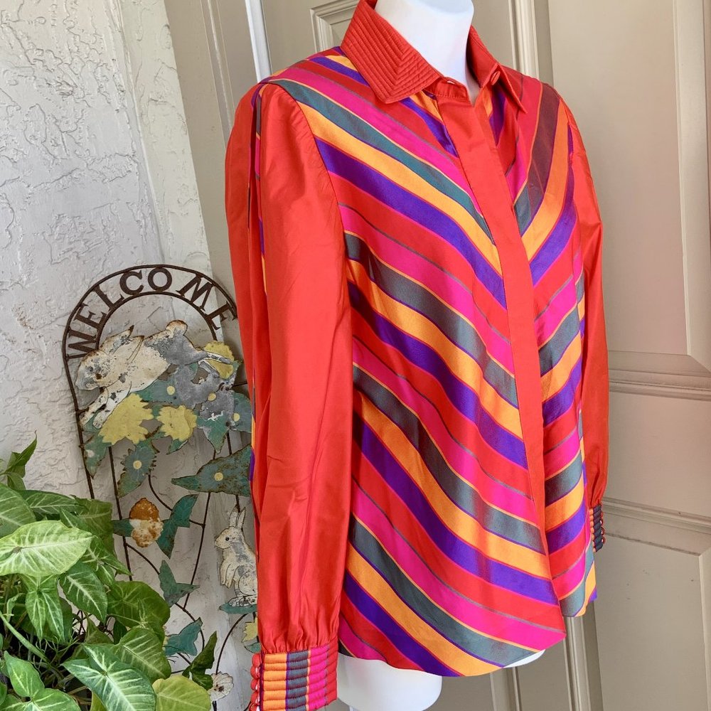 VTG Rainbow Silk/Cotton Irididescent Blouse